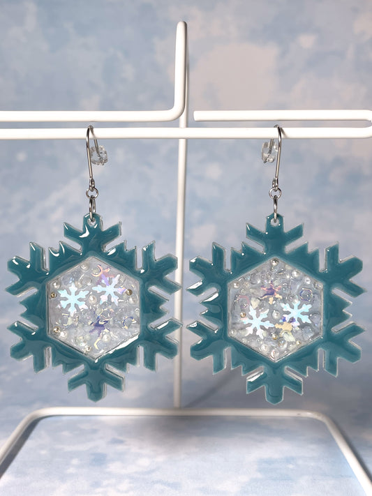 Snow Crystal  Drop Earrings