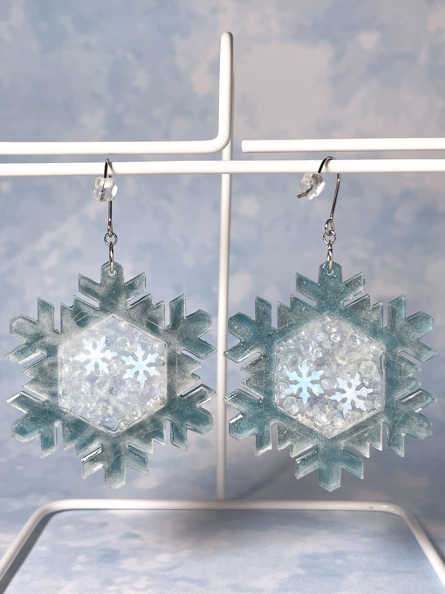 Snow Crystal  Drop Earrings