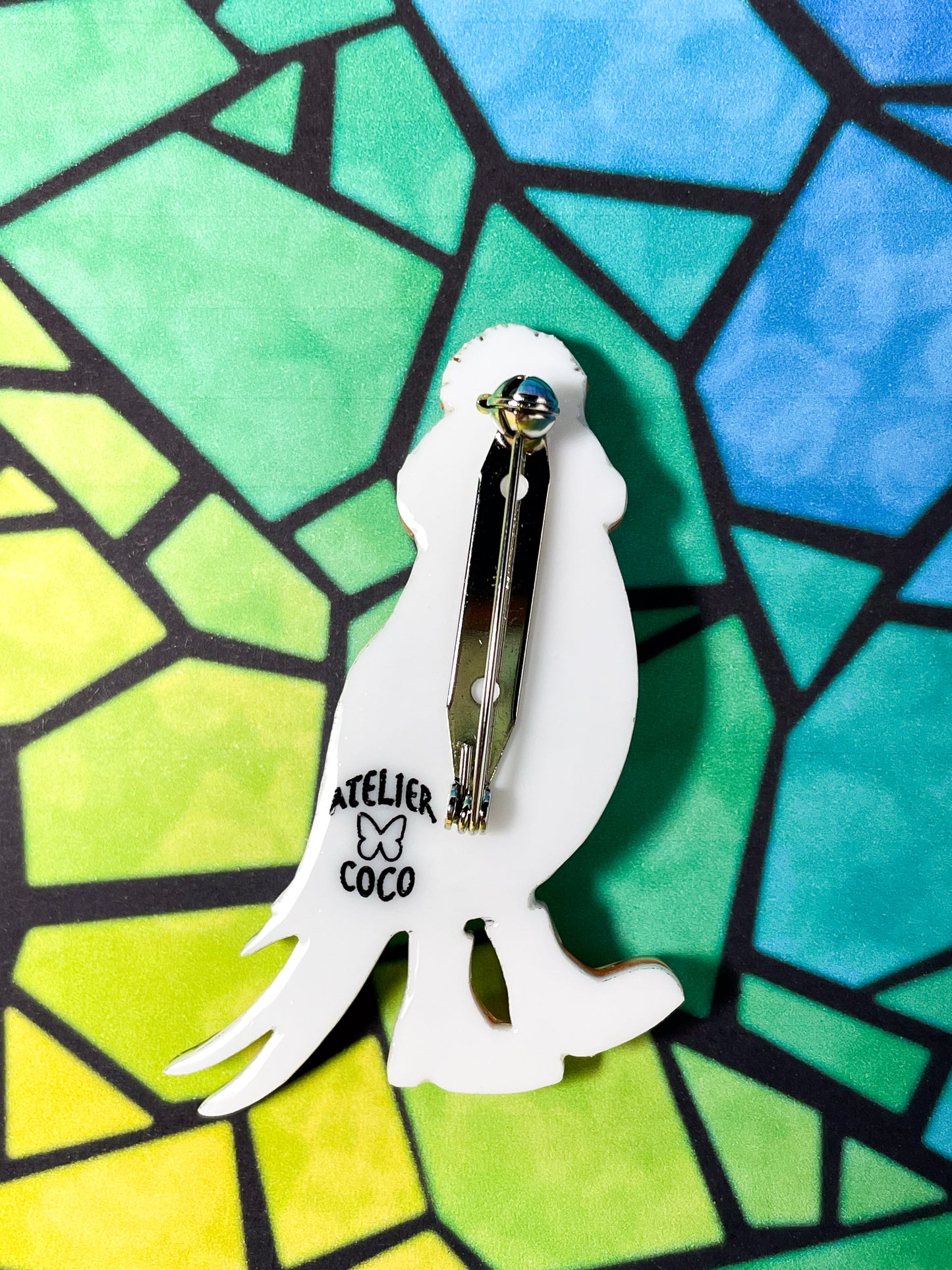 Winter Parakeet Brooch (Orange beanie)