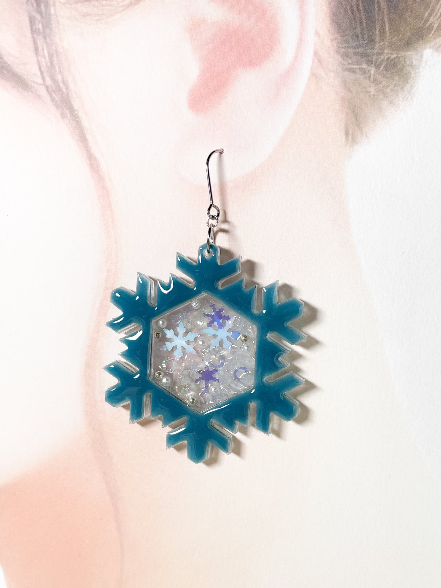 Snow Crystal  Drop Earrings