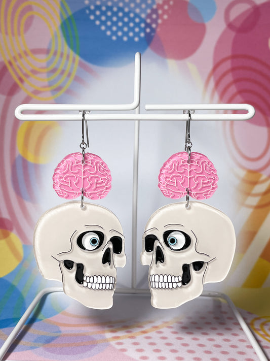 Brain Skull Drop Earrings