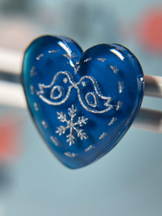 Kissing birds stud earrings (Navy blue)