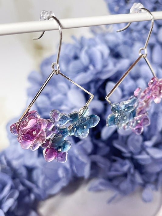 Hydrangea earrings (Bluish-purple)