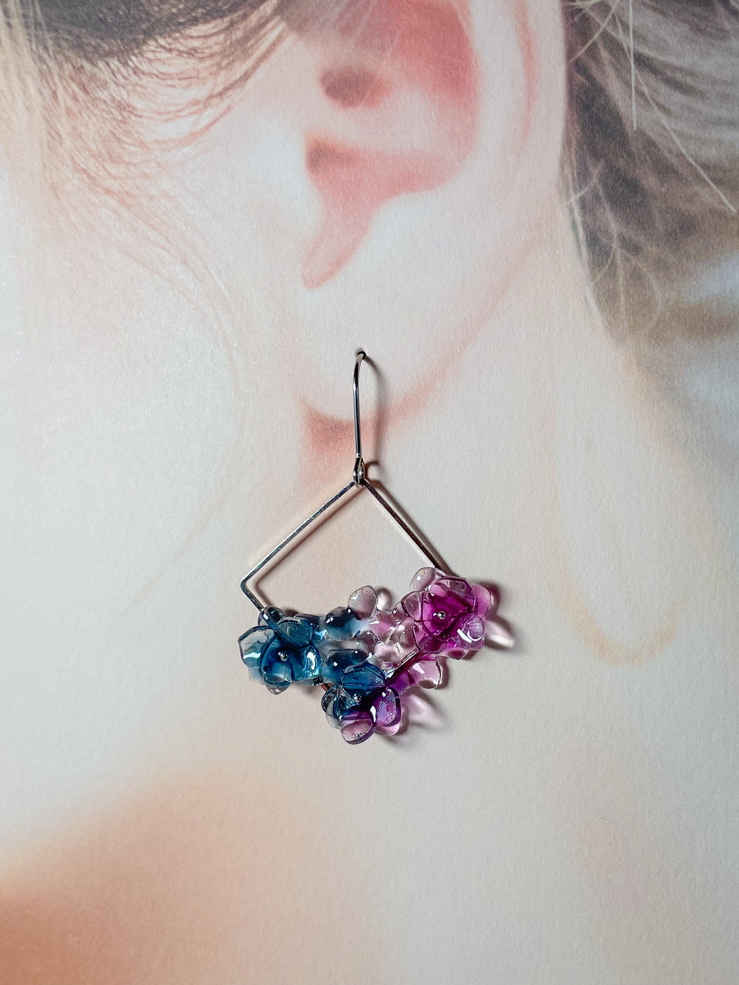 Hydrangea earrings (Bluish-purple)