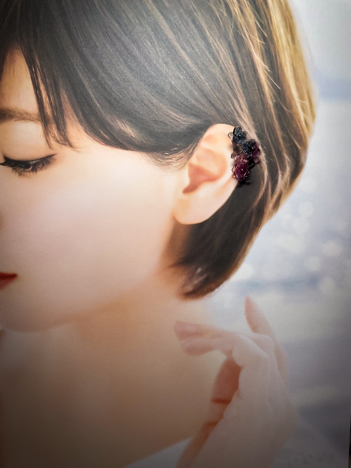 Hydrangea ear cuffs (Bluish-purple)