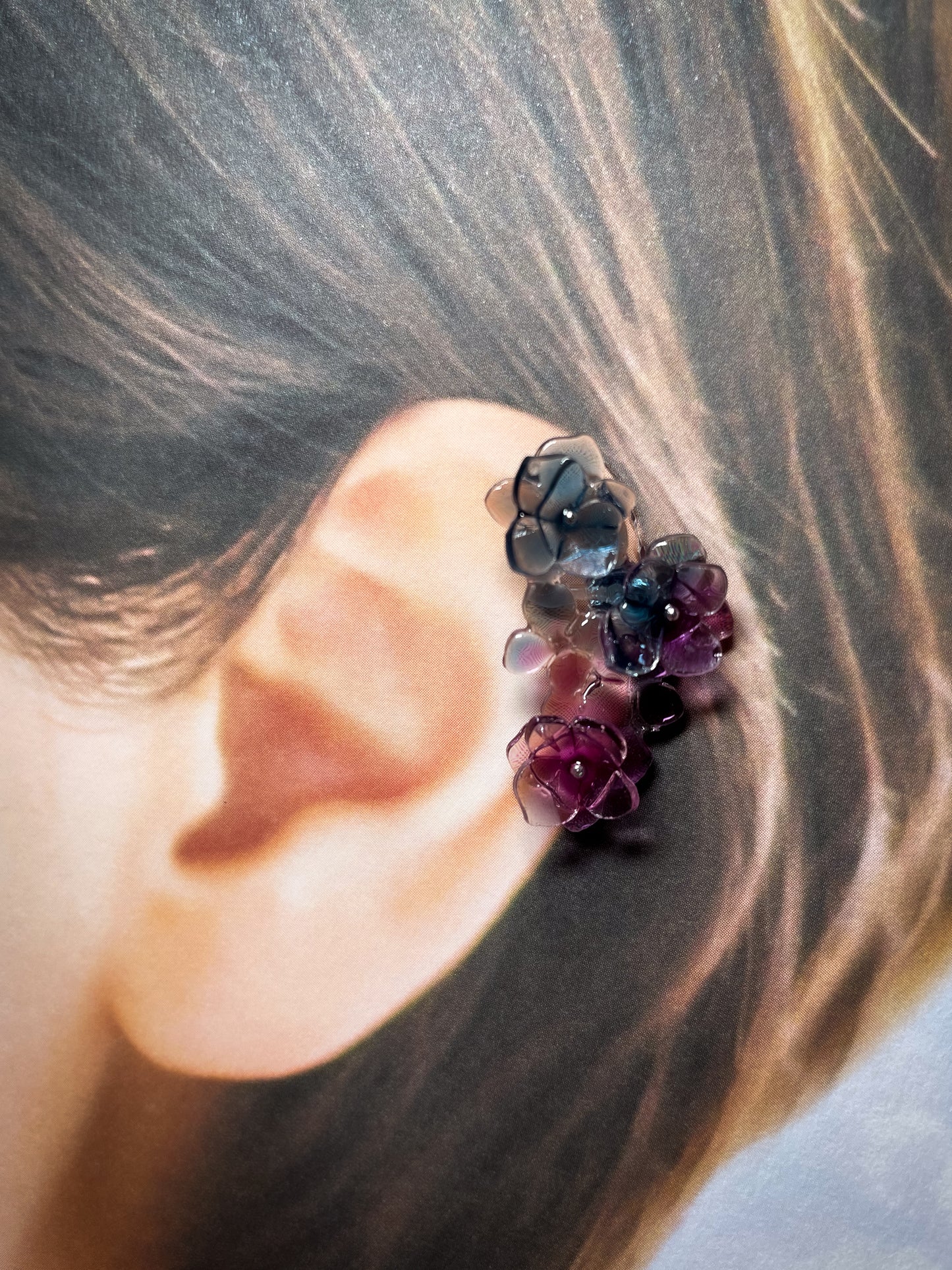 Hydrangea ear cuffs (Bluish-purple)