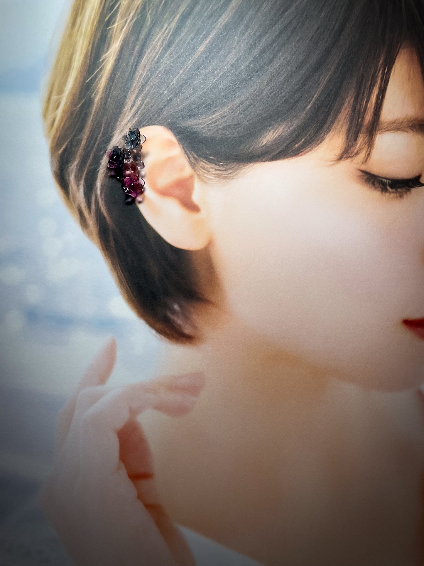 Hydrangea ear cuffs (Bluish-purple)