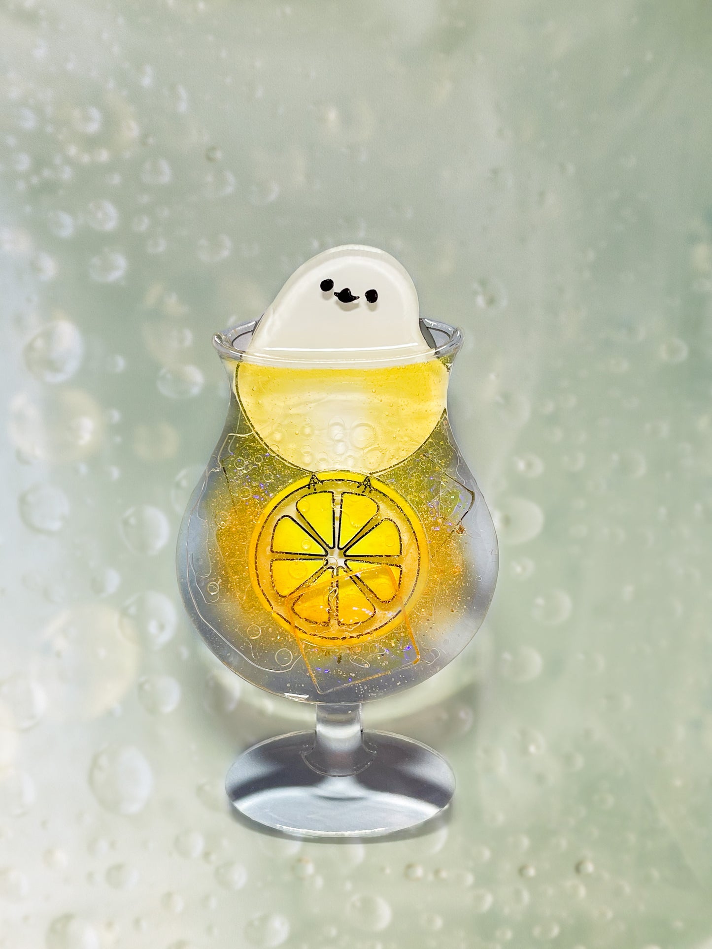 Ice cream float collection - Long-tailed Tit floated honey lemon soda brooch