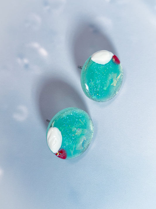 Ice cream float collection - Melon soda float stud earrings
