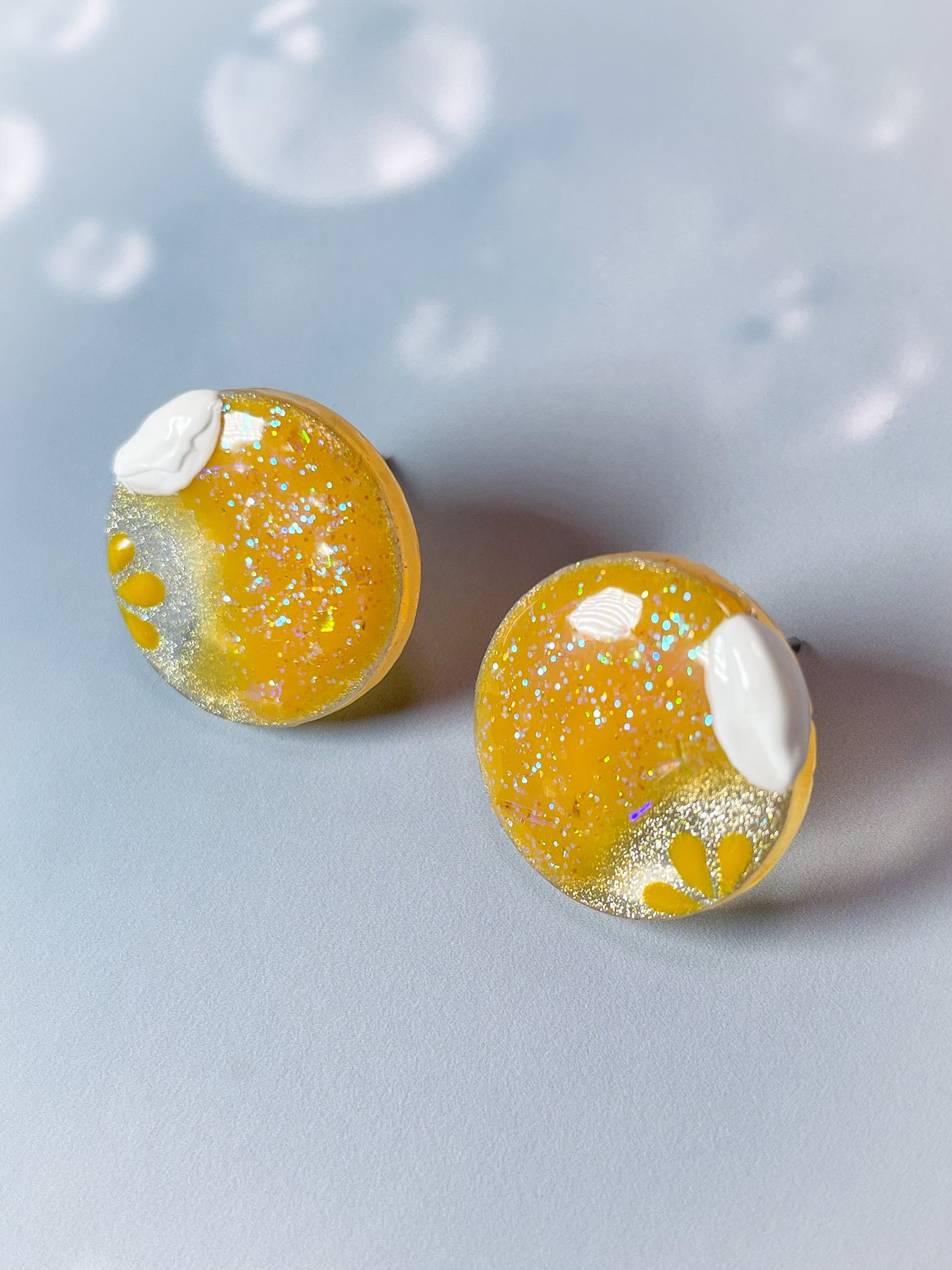 Ice cream float collection - Honey lemon soda float stud earrings