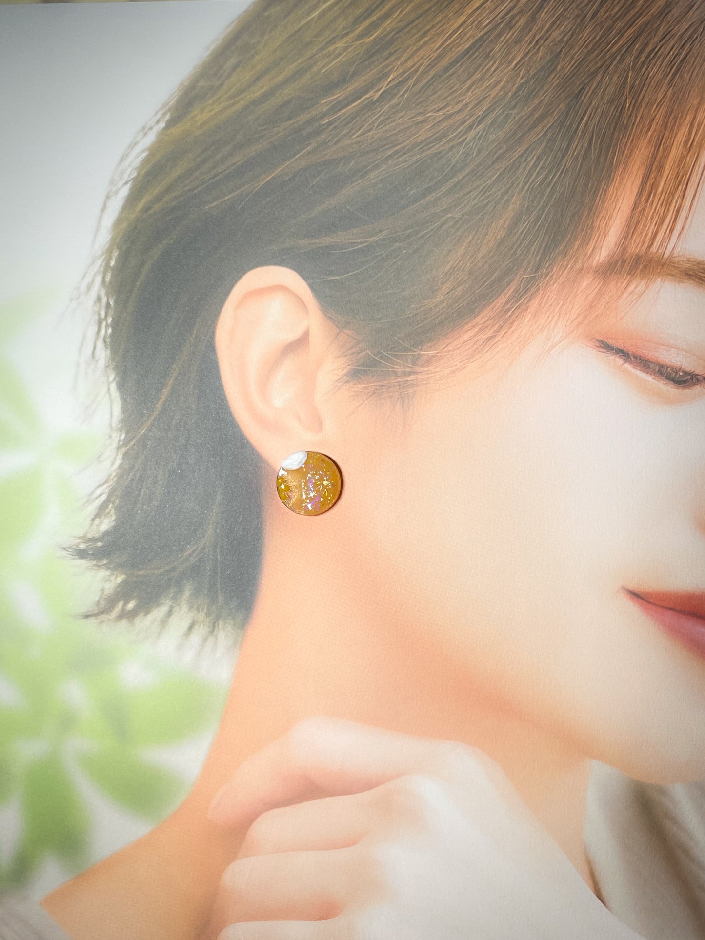 Ice cream float collection - Honey lemon soda float stud earrings