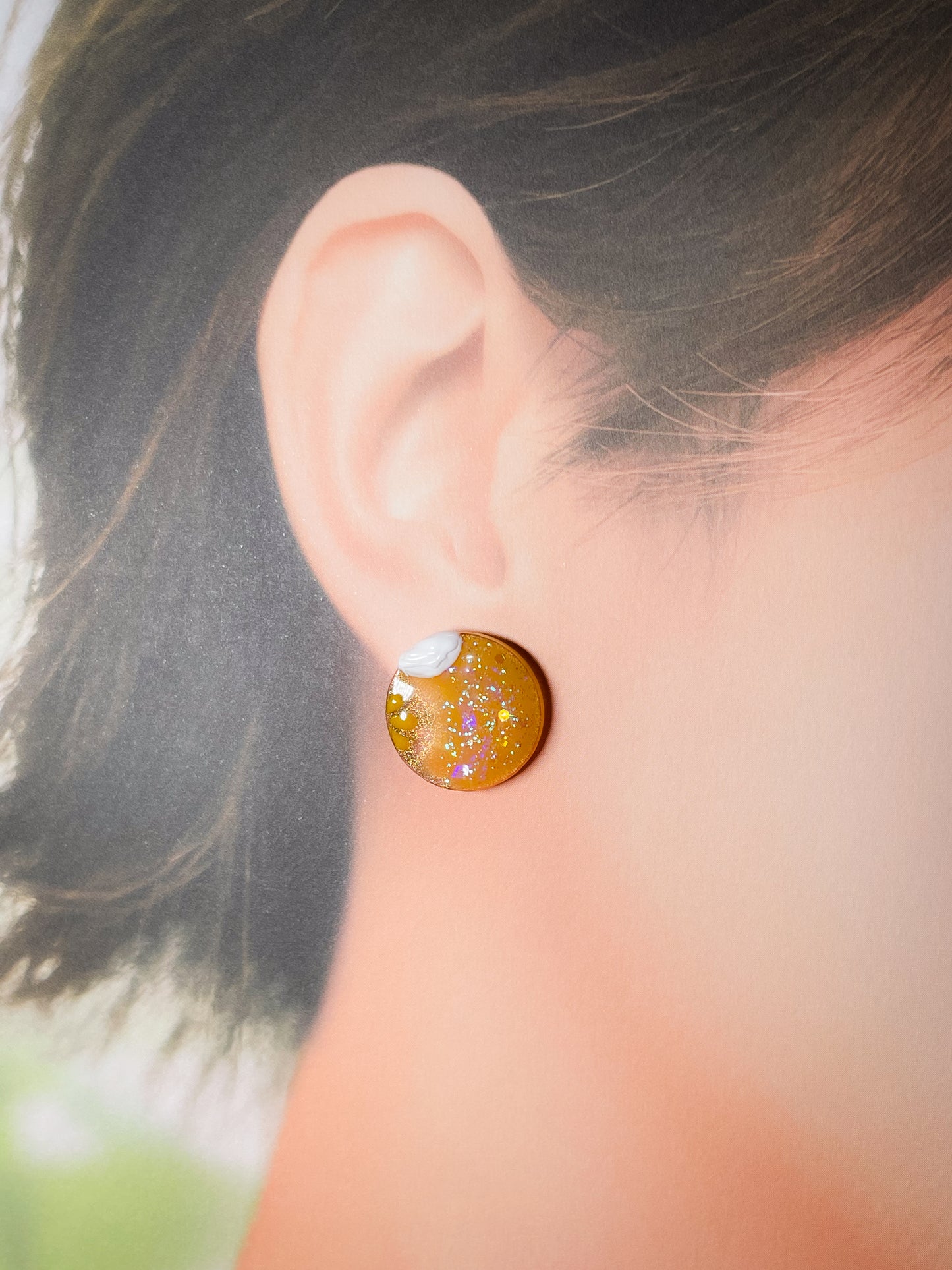 Ice cream float collection - Honey lemon soda float stud earrings