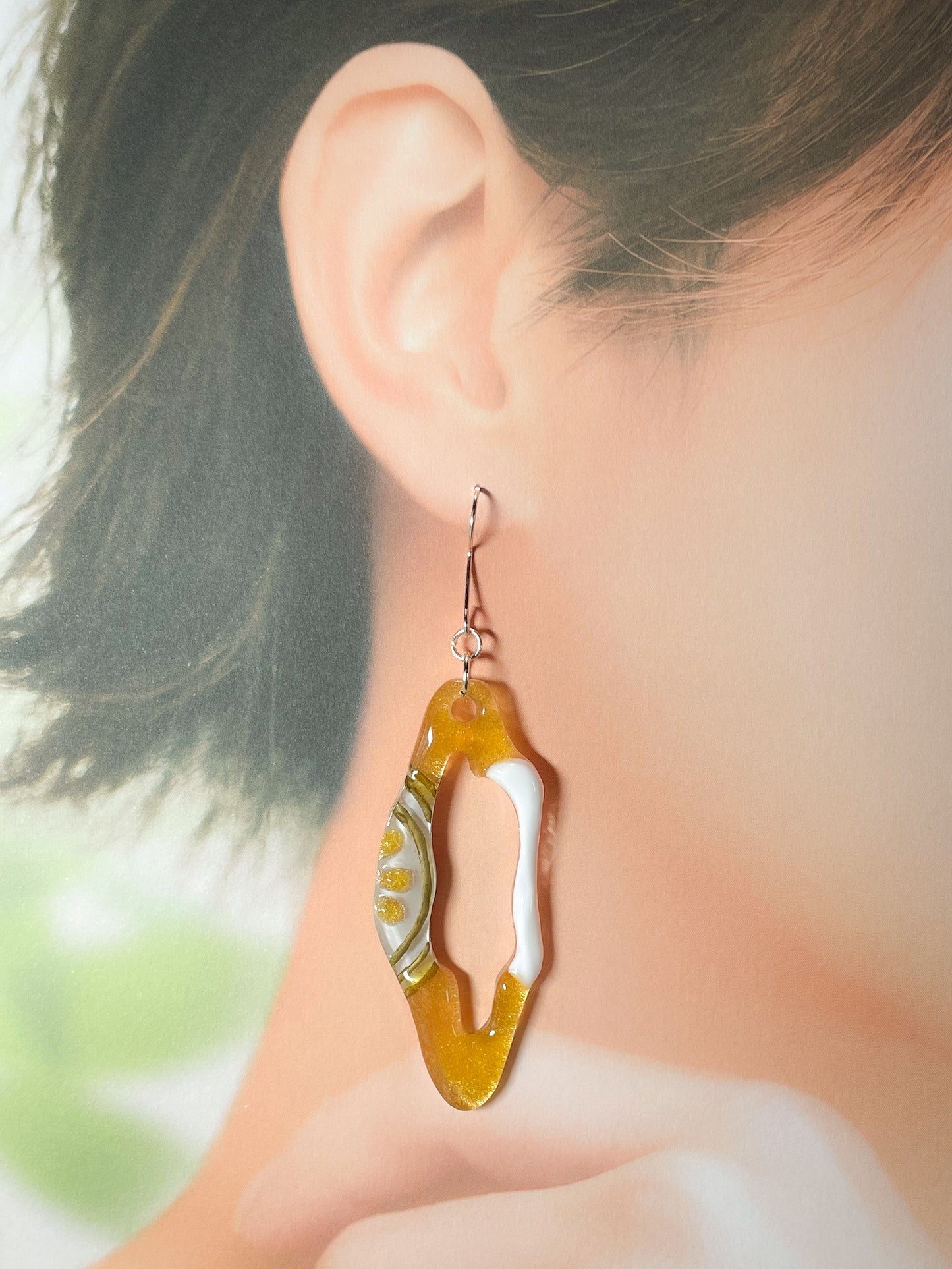 Ice cream float collection - Honey lemon soda float drop earrings