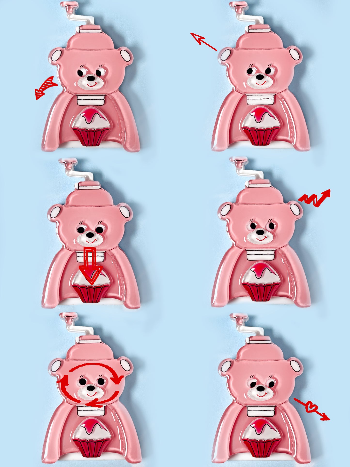 Bear Shaved Ice Machine Brooch (Strawberry)