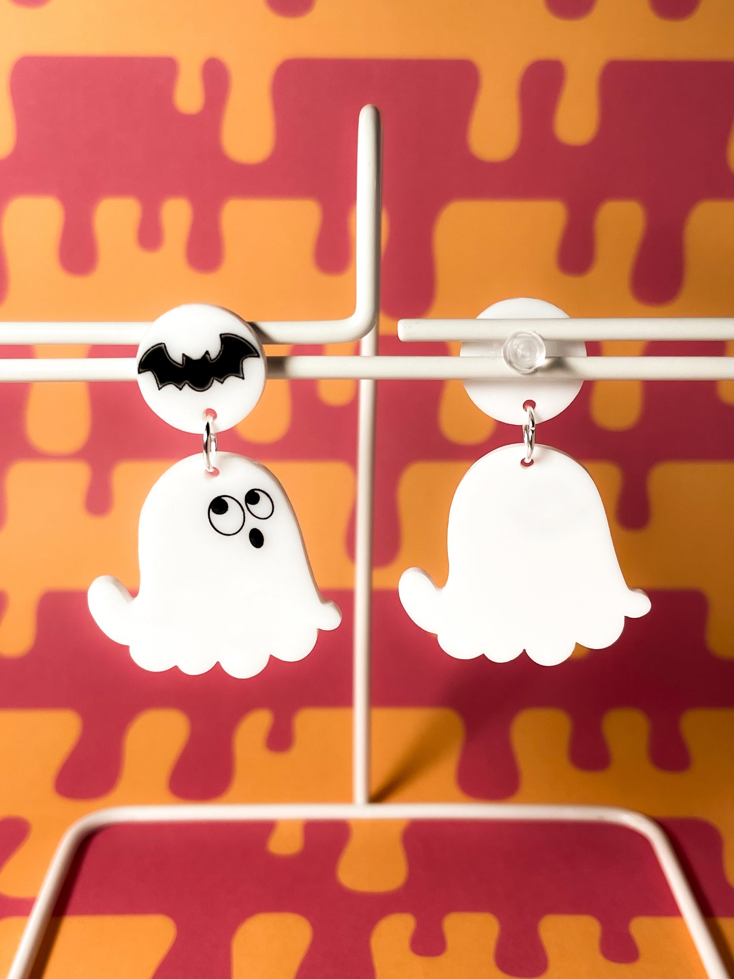Boo! Ghost drop earrings (asymmetry)