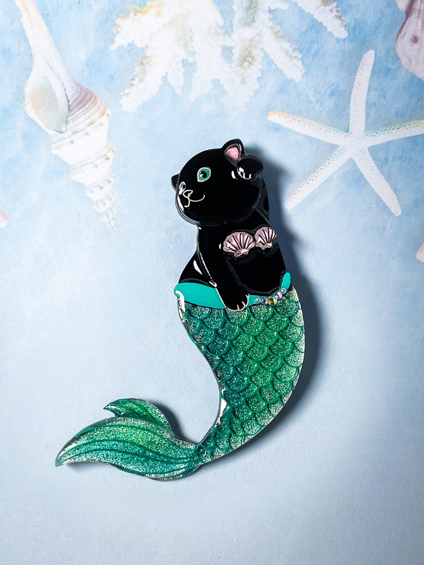 Meowmaid brooches (Green)