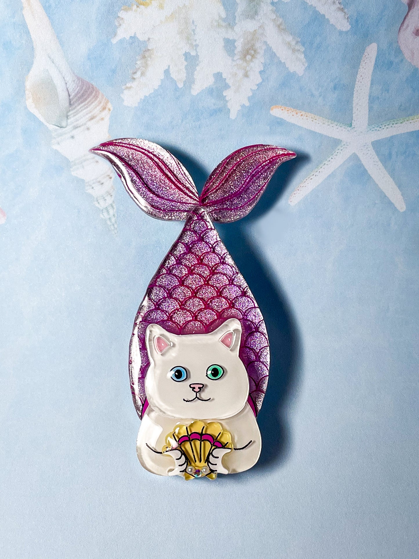 Meowmaid brooch (Pink)