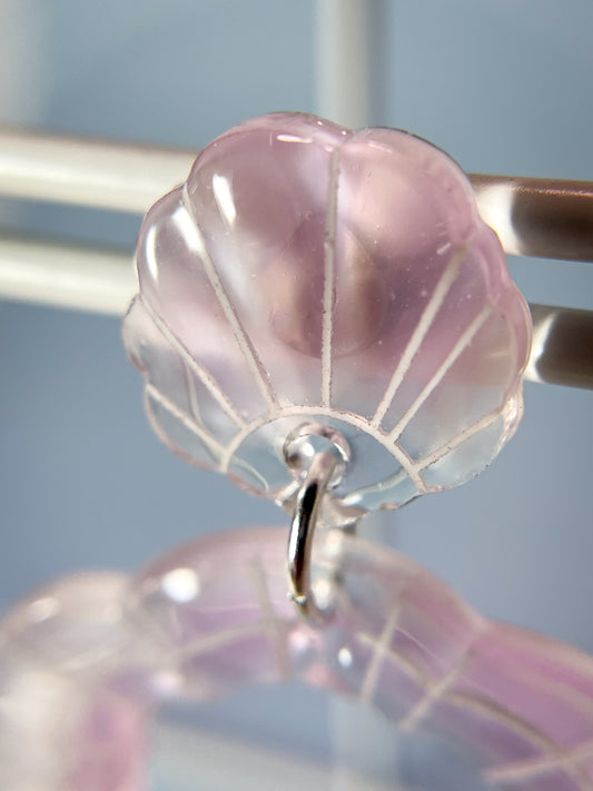 Clear seashell drop earrings (Pink)