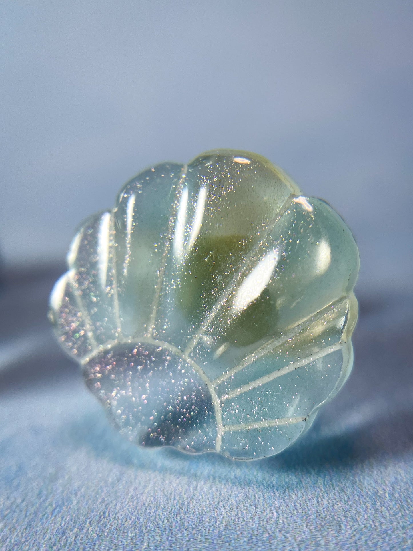 Clear seashell stud earrings (Blue)