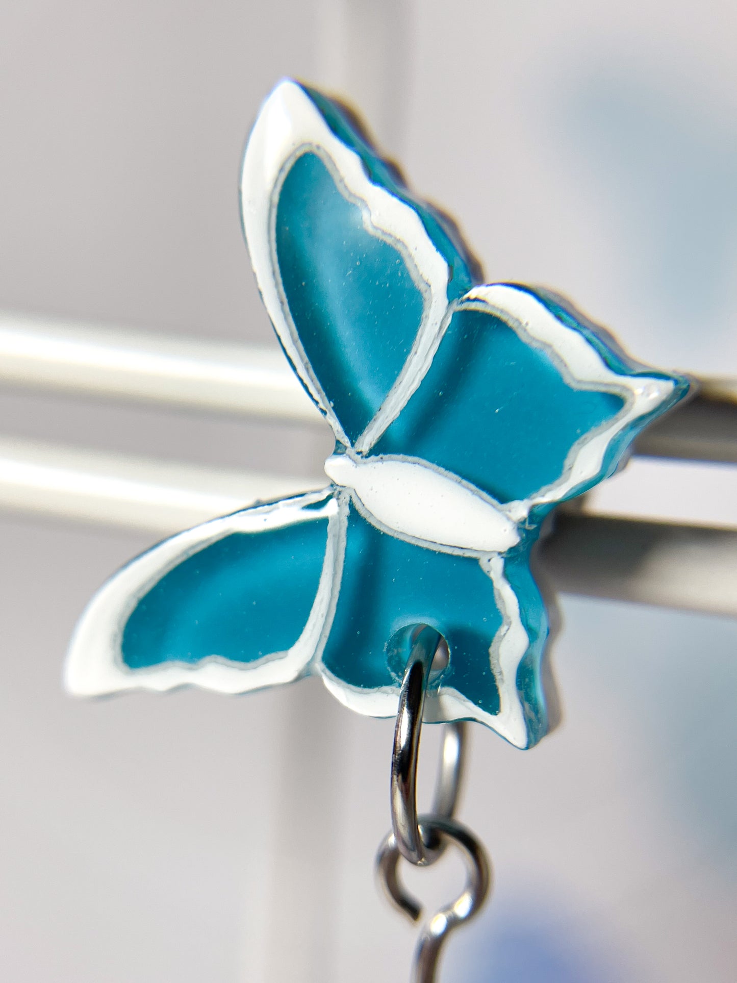 Butterfly Drop Earrings (Blue)