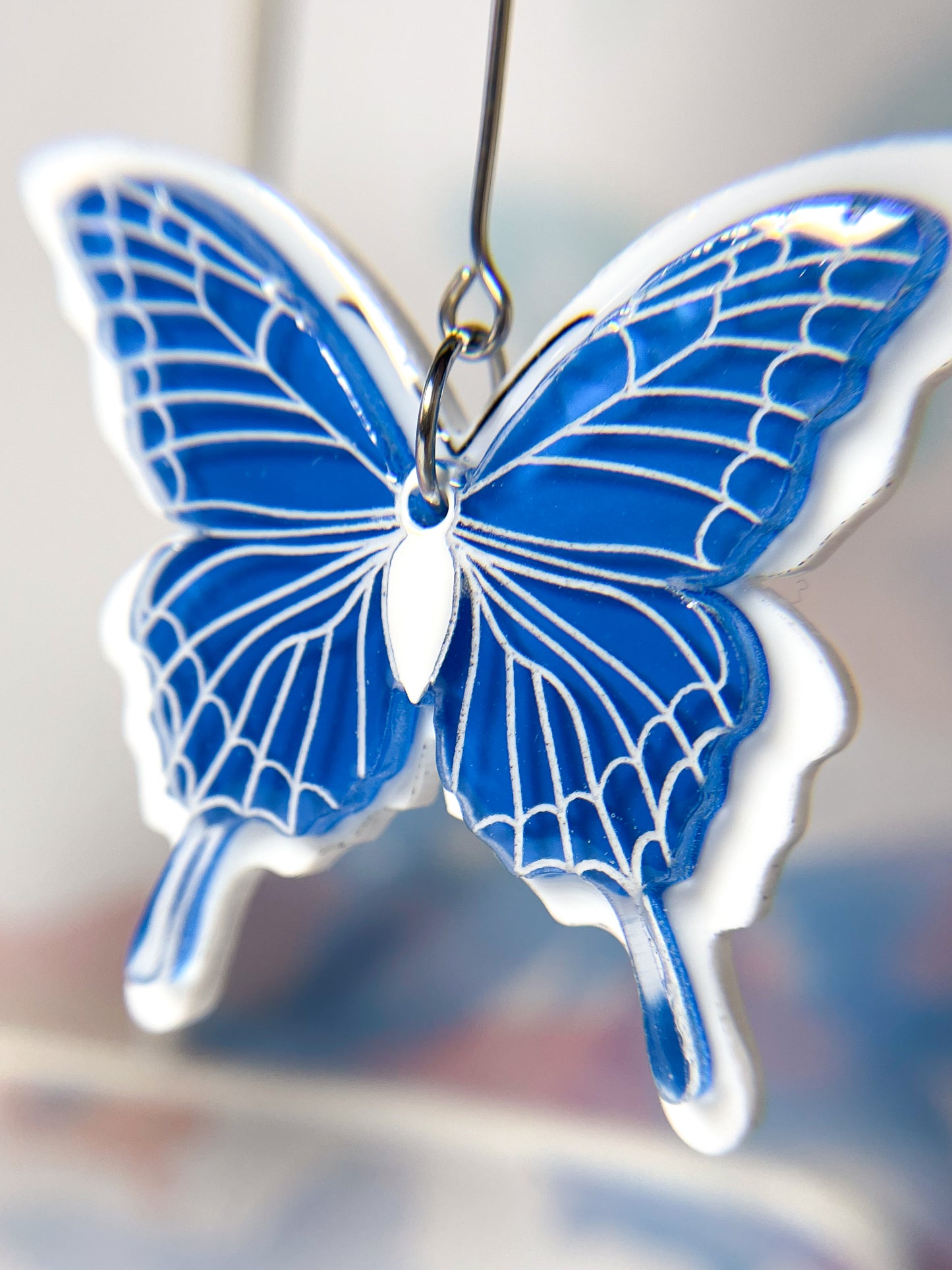 Butterfly Drop Earrings (Blue)