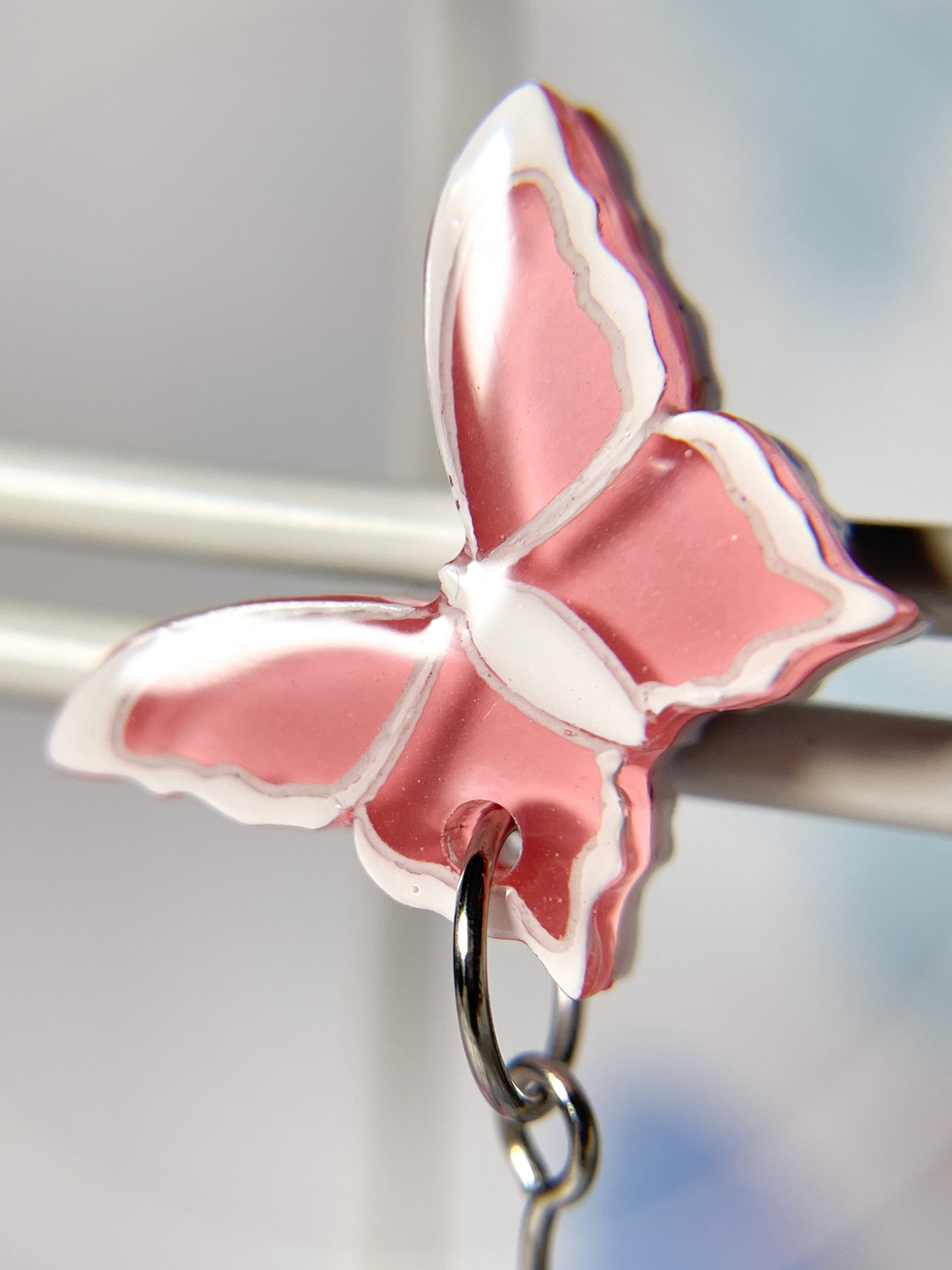 Butterfly Drop Earrings (Pink)