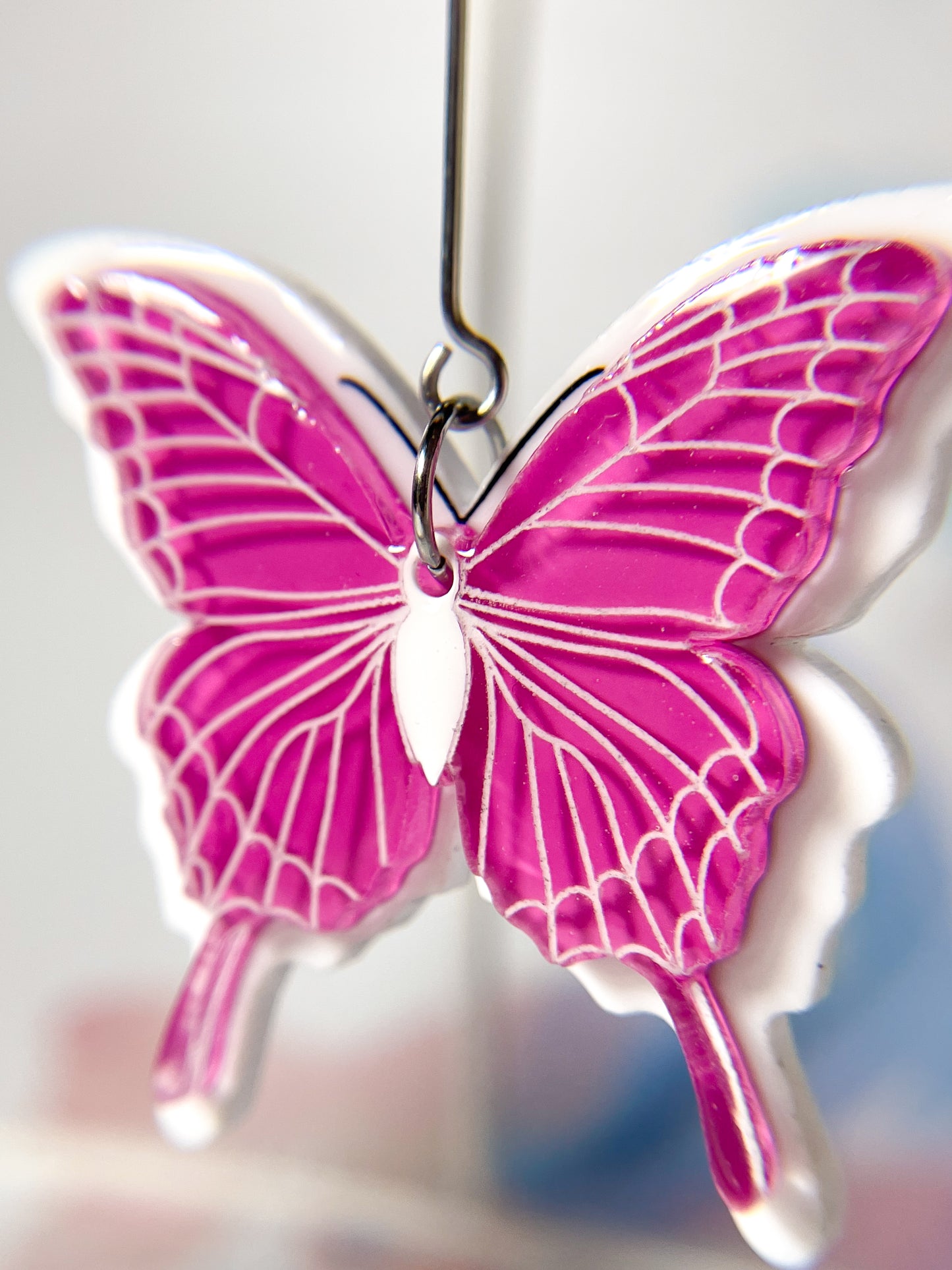 Butterfly Drop Earrings (Pink)