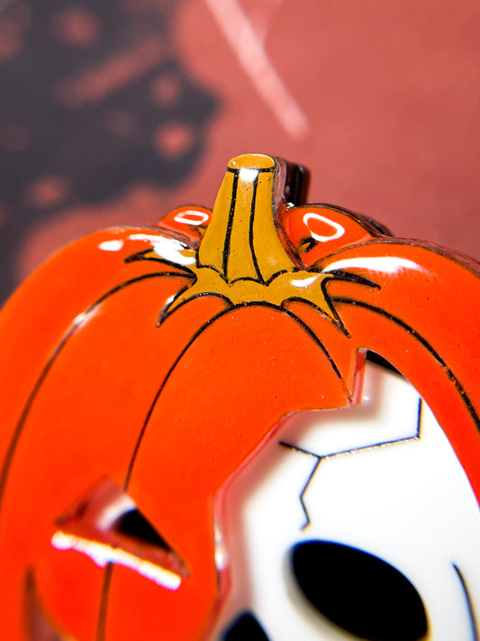 Jack-o'-Lantern Skull Brooch