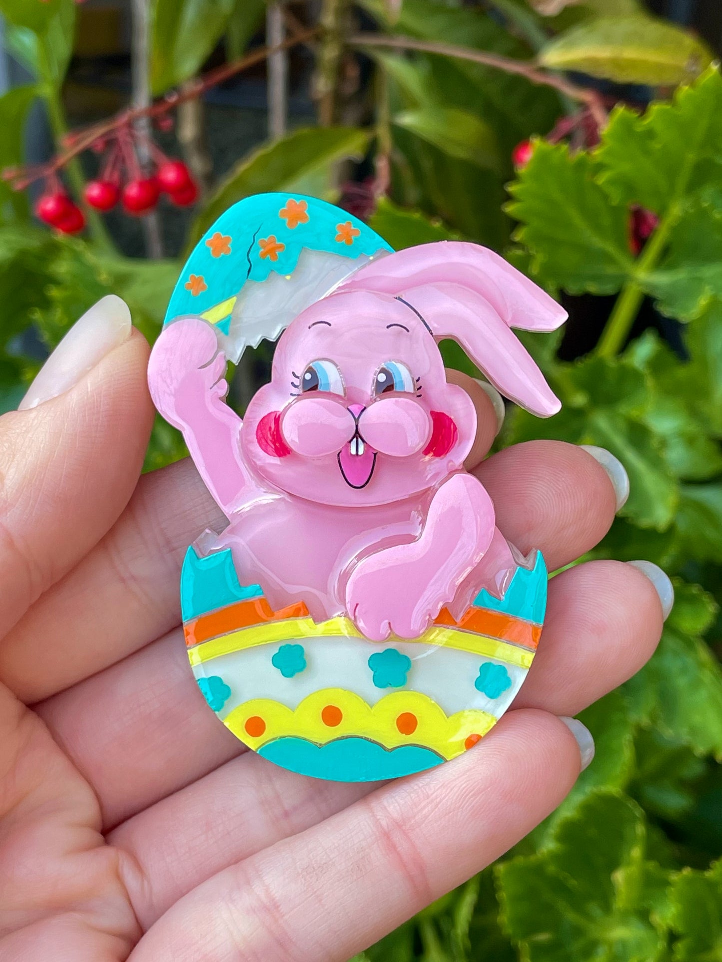 Happy easter egg bunny family (4 pieces) White & Pink