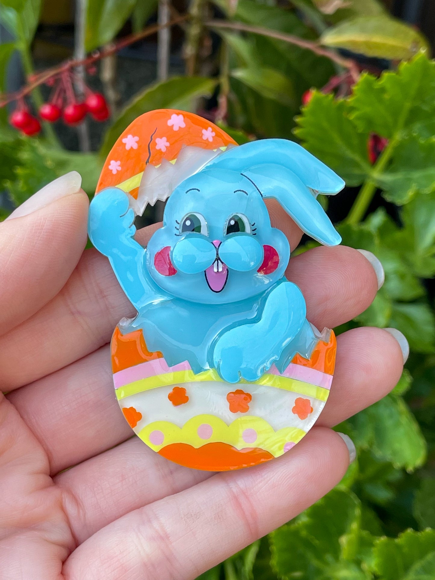 Happy easter egg bunny family (4 pieces) White & Blue