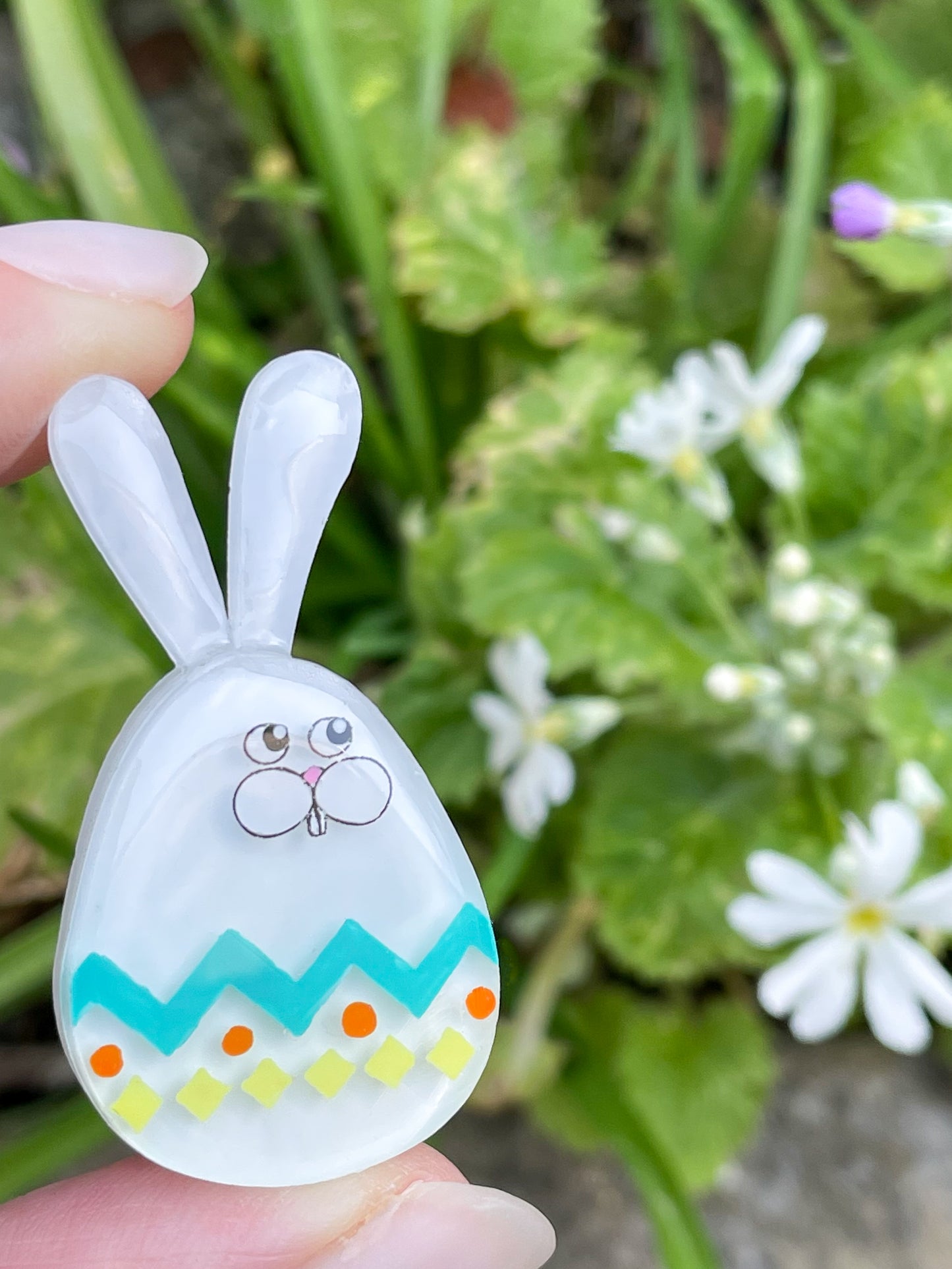 Happy easter egg bunny family (4 pieces) White & Pink