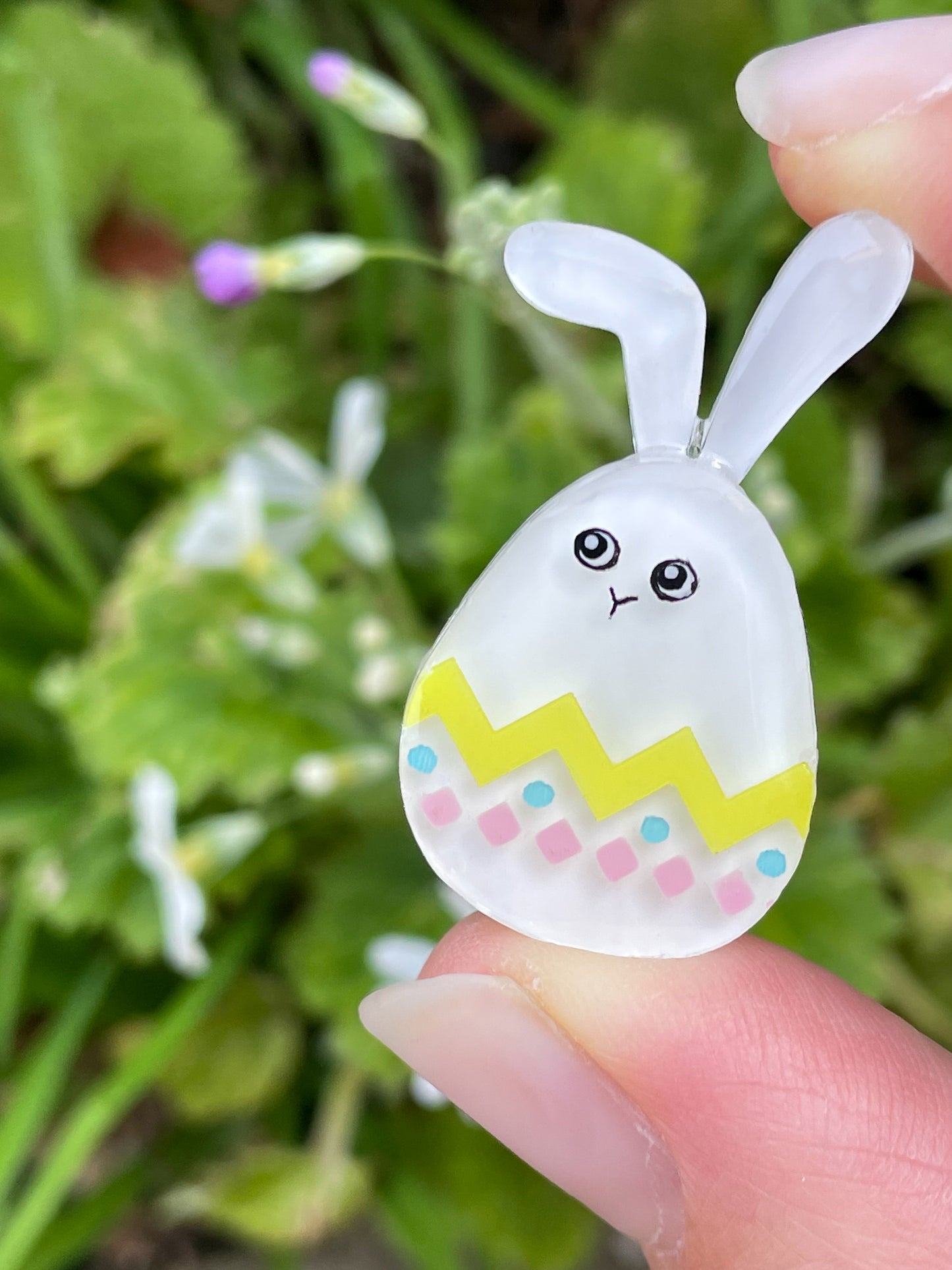 Happy easter egg bunny family (4 pieces) White & Pink