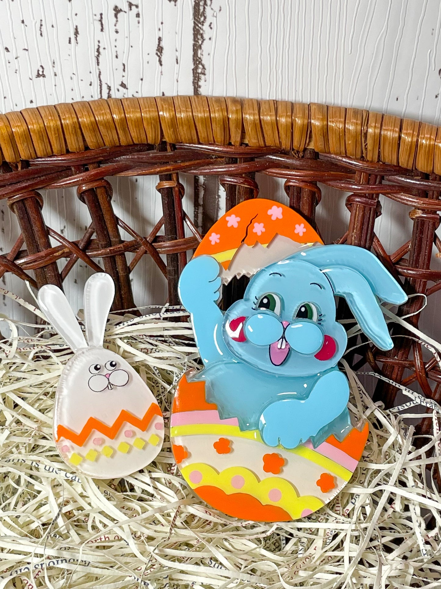 Happy easter egg bunny family (4 pieces) White & Blue