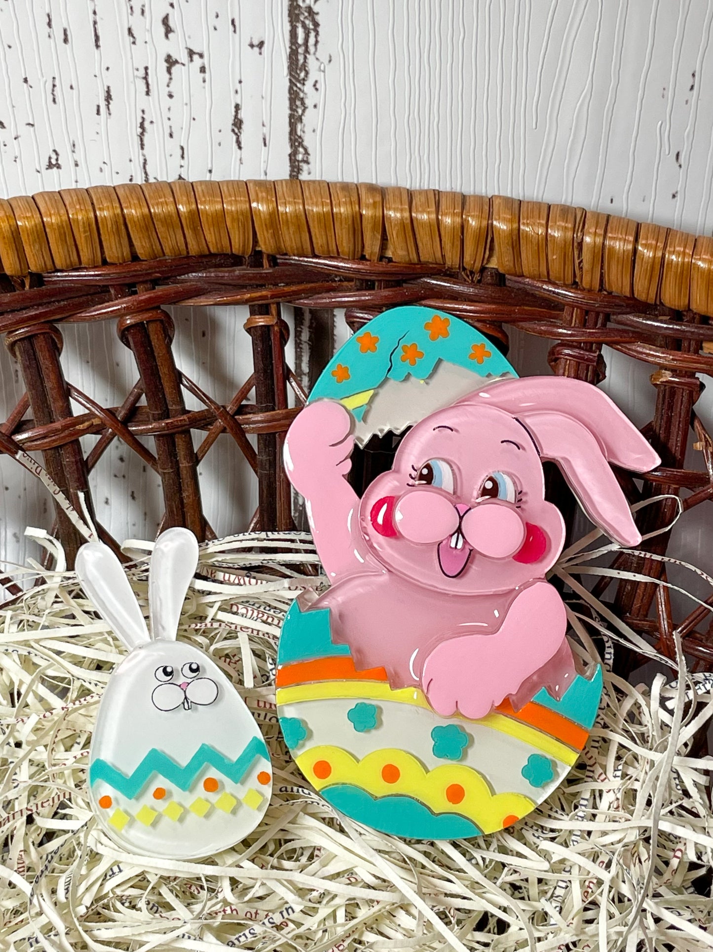Happy easter egg bunny family (4 pieces) White & Pink