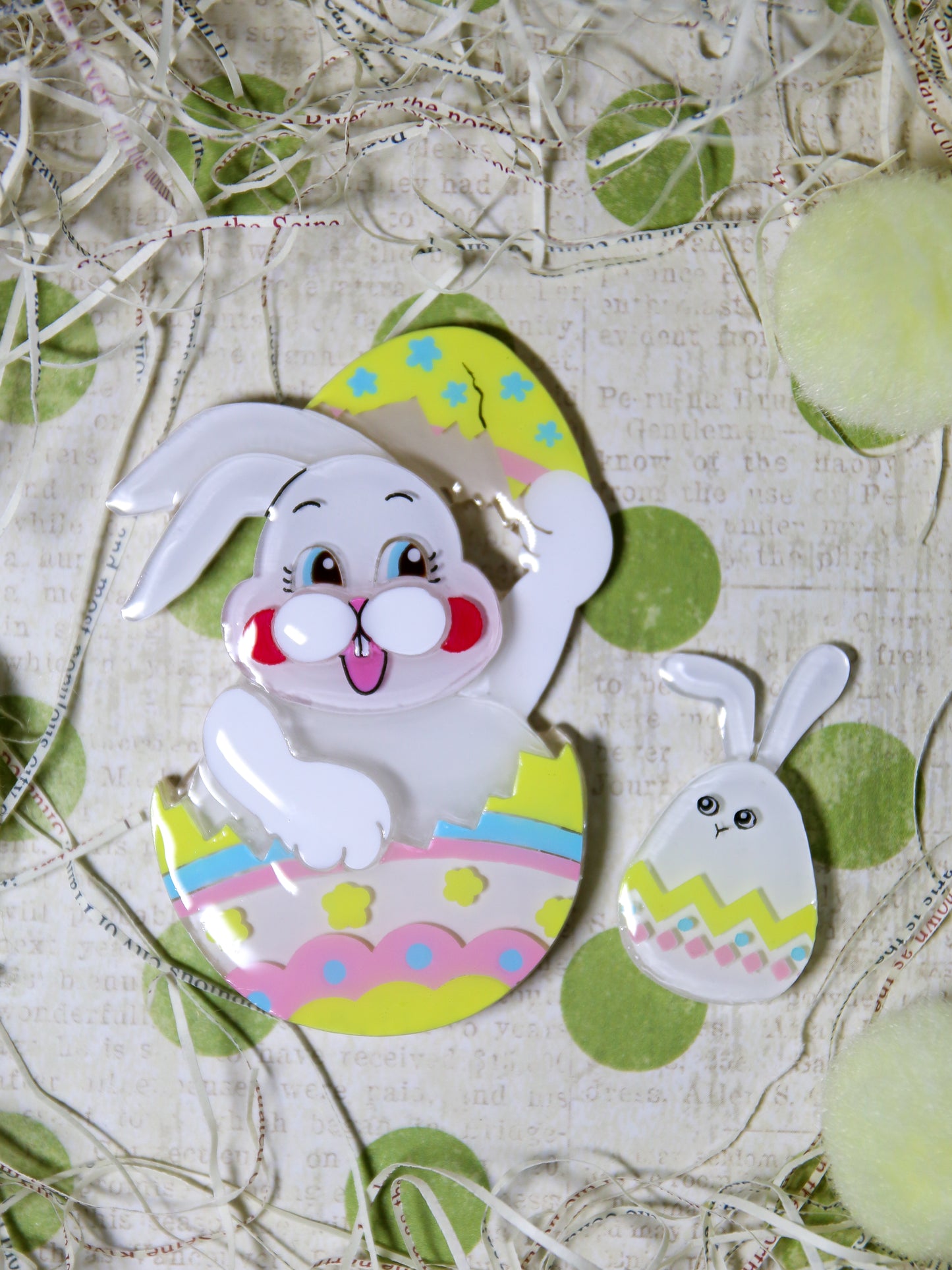 Happy easter egg bunny family (4 pieces) White & Pink