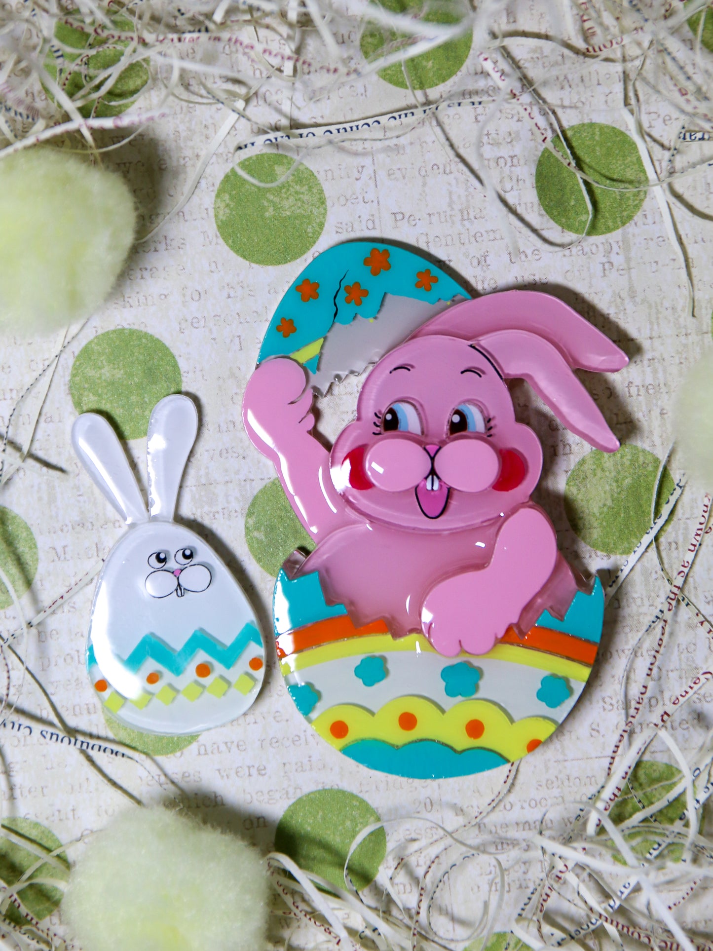 Happy easter egg bunny family (4 pieces) White & Pink