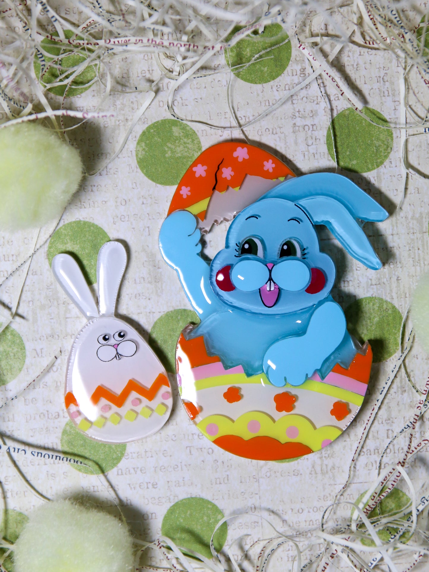 Happy easter egg bunny family (4 pieces) White & Blue