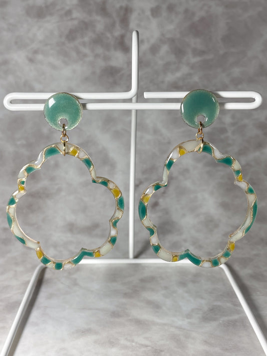 Fairy tale series - Wave pattern drop earrings (Green)