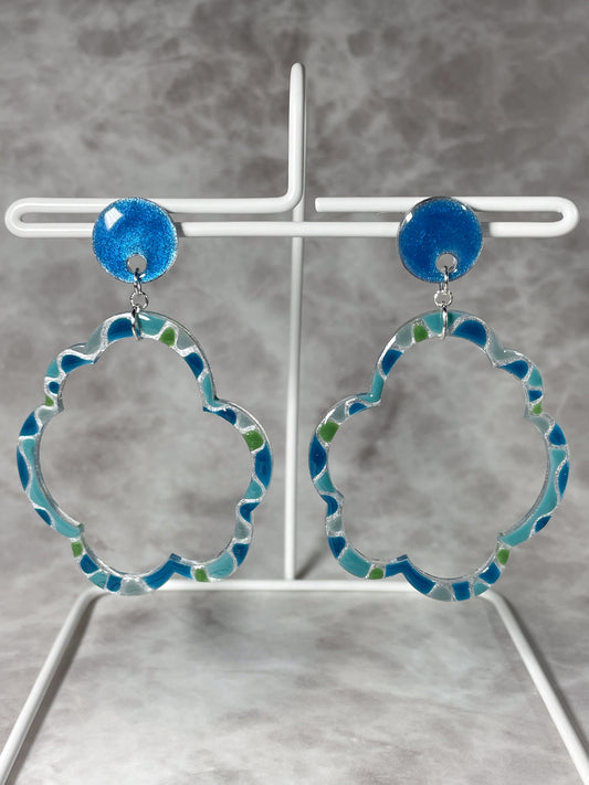 Fairy tale series - Wave pattern drop earrings (Blue)
