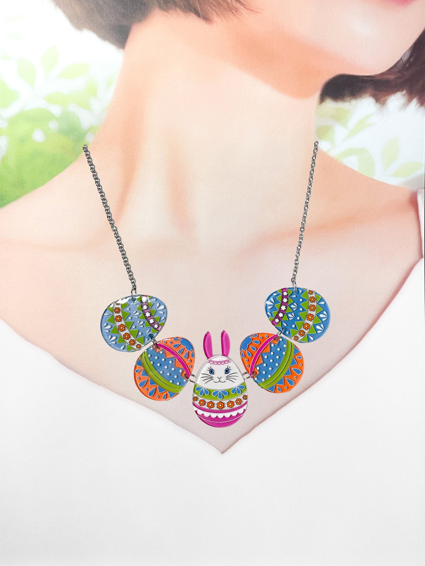 Vivid Easter Bunny Egg Necklace