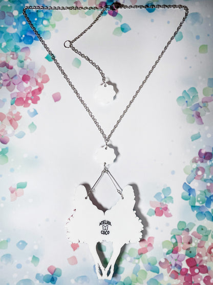 双子の紫陽花バレリーナネックレス