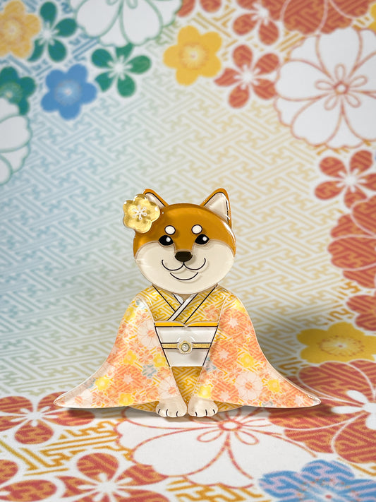 Kimono Shiba Brooch (Red)