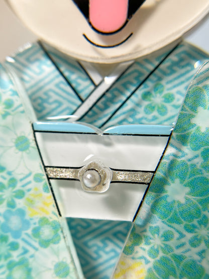 Kimono Shiba Brooch (Black & Tan)