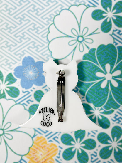 Kimono Shiba Brooch (Black & Tan)