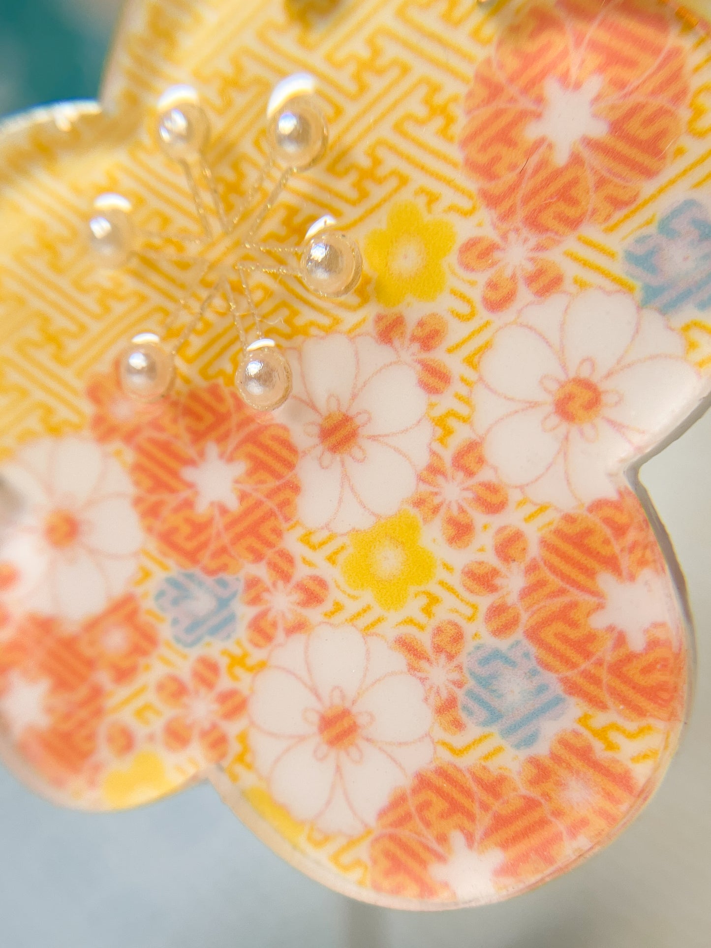 Plum Blossom Drop Earrings (Orange)