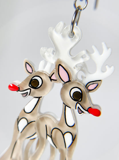 Jolly Reindeer Duo Drop Earrings