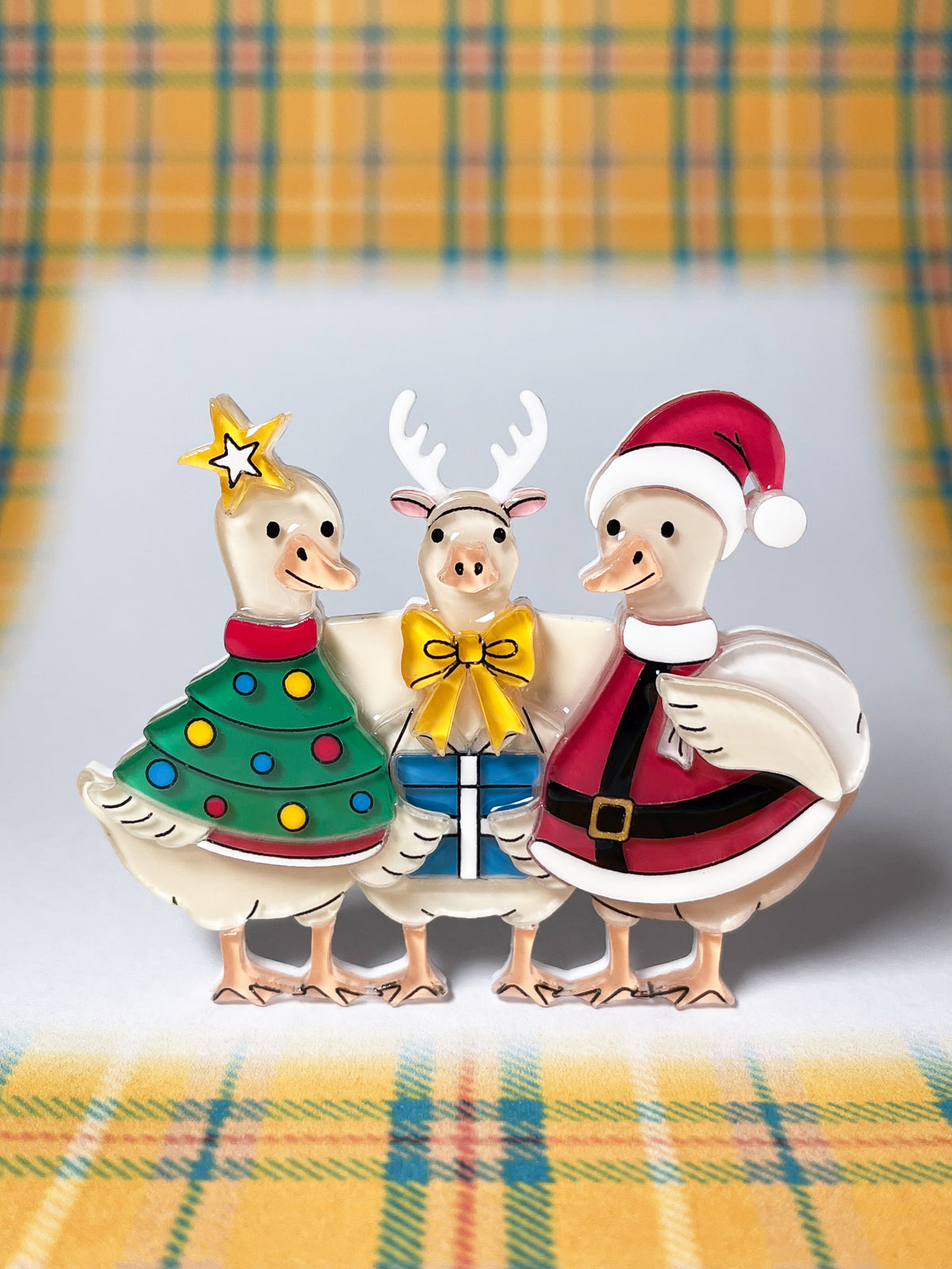 Quack-mas Holiday Trio Brooch