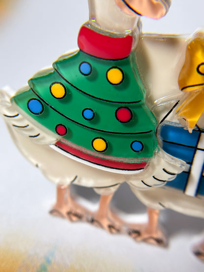 Quack-mas Holiday Trio Brooch