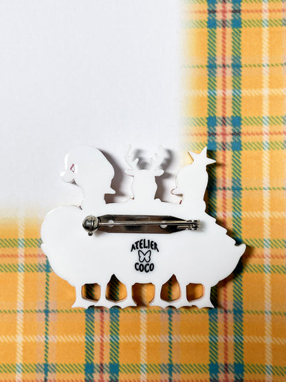 Quack-mas Holiday Trio Brooch