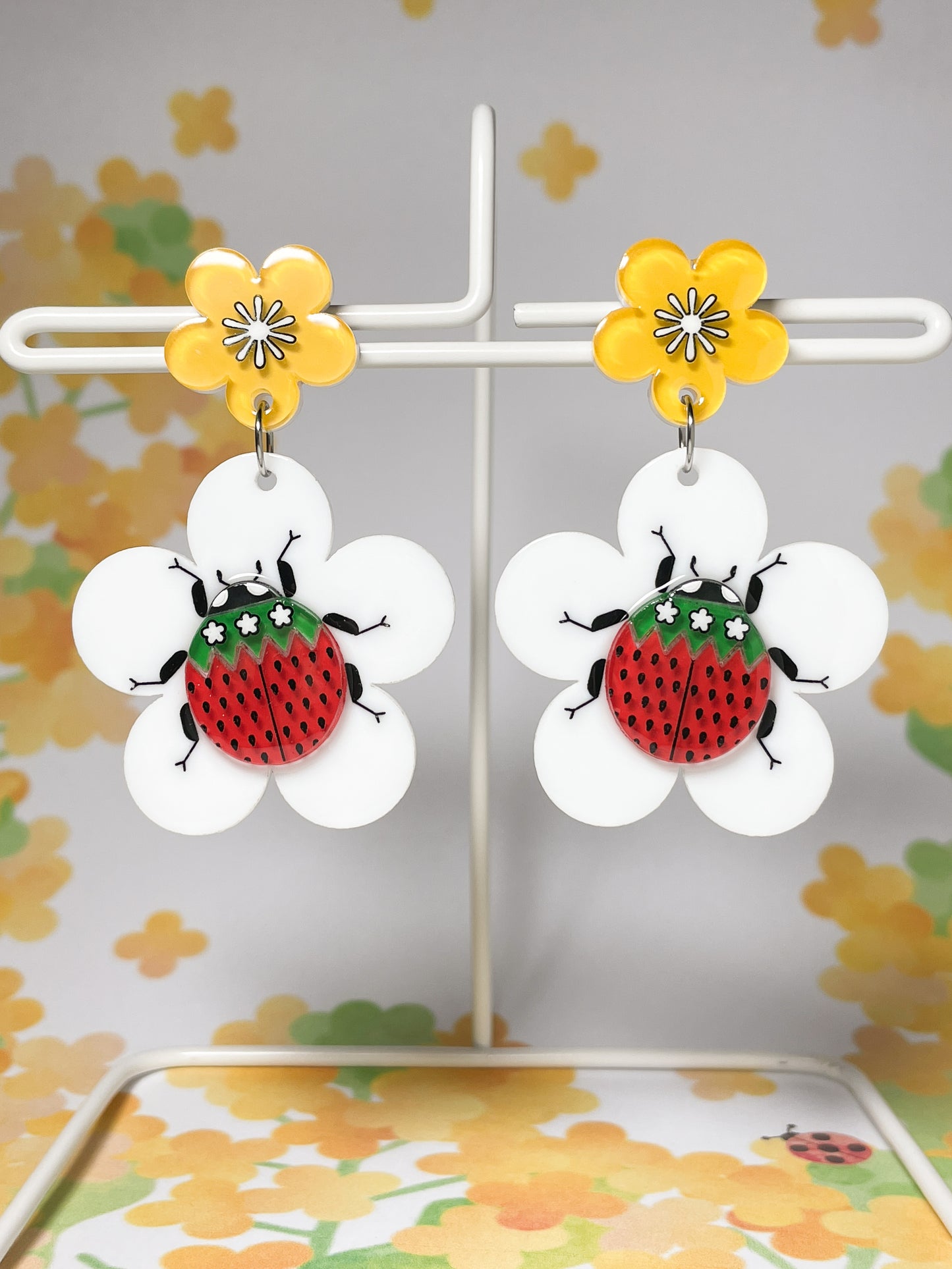 Petit Berry Ladybug Drop Earrings